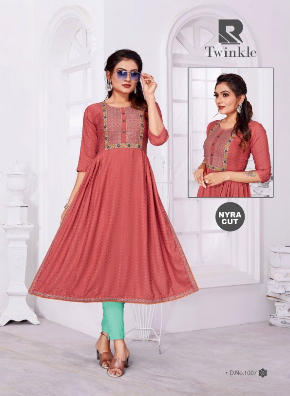 Raashi Twinkle Fancy Designer Wear Wholesale Embroidery Kurtis Catalog